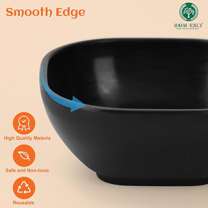 Homienly Soy Sauce Dishes,Wheat Straw Small Bowls Set of 6-4.5 OZ Small Dessert Bowls,Unbreakable Dipping Bowls,Dipping Sauce Cups,Mini Prep Bowls, Dip Bowls for Side Dish - Black