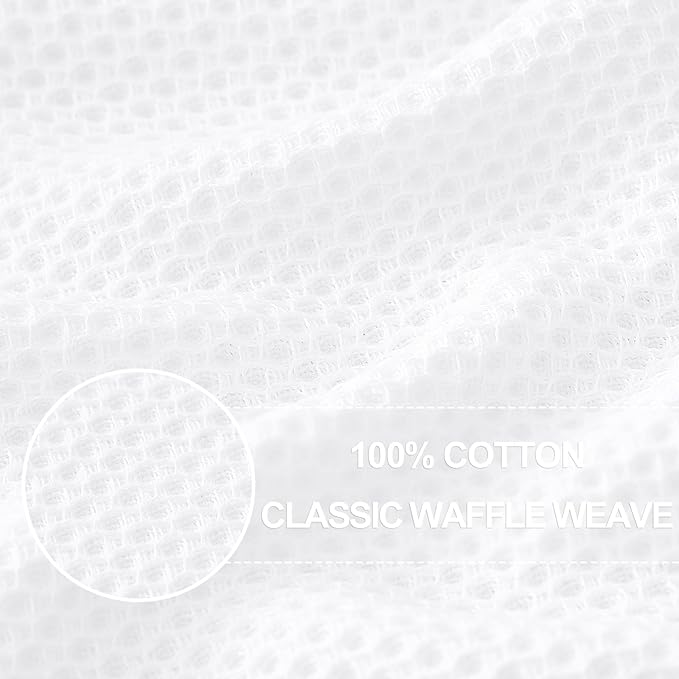 Homaxy 100% Cotton Waffle Weave Kitchen Dish Cloths, Ultra Soft Absorbent Quick Drying Dish Towels, 12 x 12 Inches, 12-Pack, White