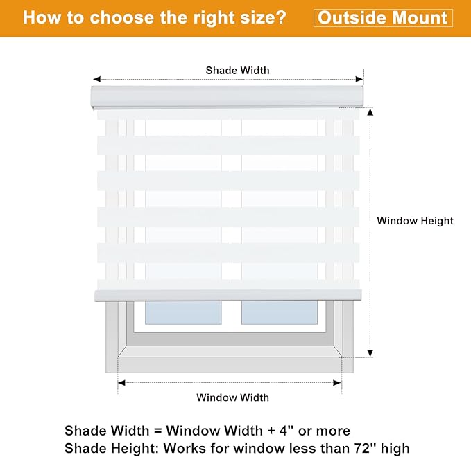 Persilux Cordless Zebra Blinds for Indoor Windows, Free-Stop Light Filtering Sheer Shades, Dual Layer for Day and Night, Roller Shades for Home (35.25" W X 64" H, White)