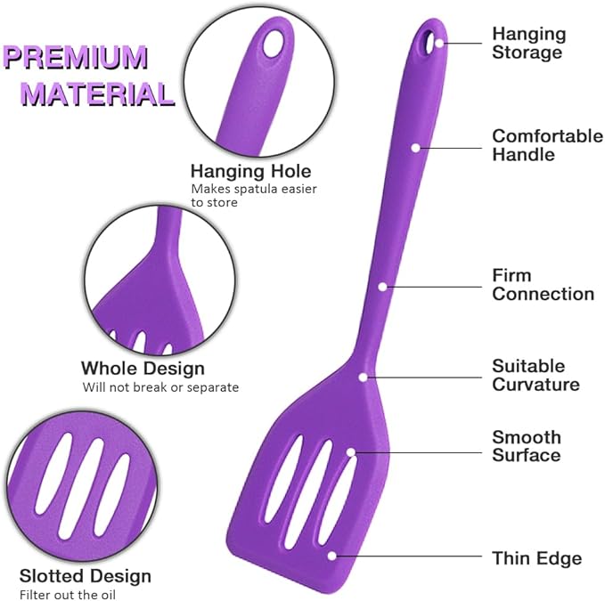 5 Pcs Small Silicone Spatula, Mini Slotted Turner, Small Serving Spatulas for Egg, Steak, Pancake