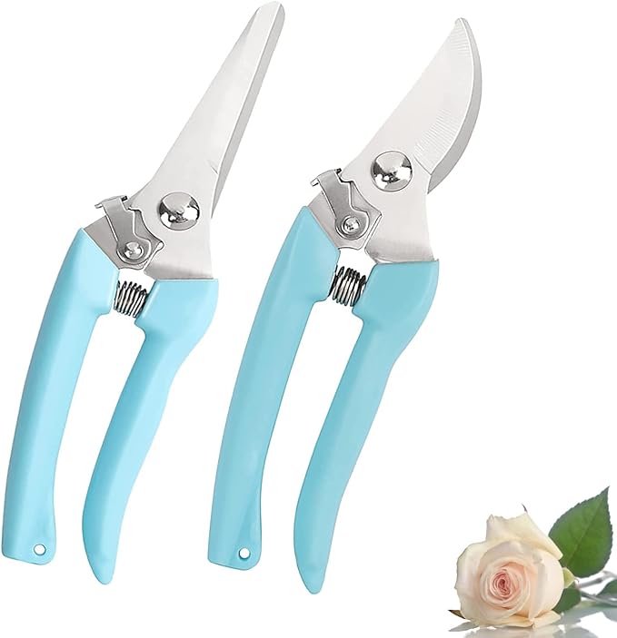 Leize Flower Scissors Set, 2 Pack Premium Thickened Stainless Steel Floral Shears, Strong Pruner for Flowers, Branches and Leaves, Upgrade