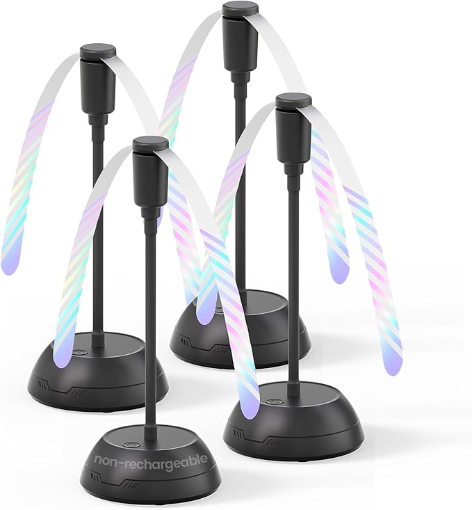 4Pack Food Fan for Table, AA Battery Powered, Portable Fan with Flexible Gooseneck and Soft Blades, Soundless Table Fan for BBQ, Picnic, Party, Patio (Non-rechargeable,Black)