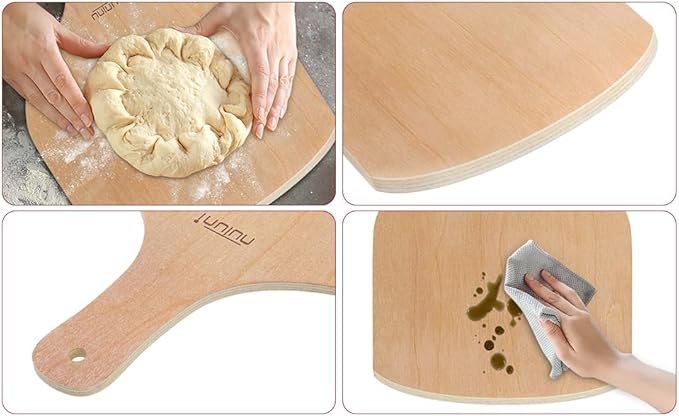 2 Pack Wooden Pizza Peel, 12 inch Large Pizza Paddle Set for Oven, Stone, Pan or Grill, Spatula for Baking Bread and Cake - Indoor & Outdoor