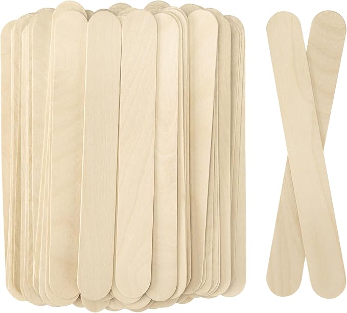 WISYOK 8'' Jumbo Craft Sticks - 90PCS Extra Large Natural Premium Wood, Ice Cream Sticks, Jumbo Sticks, Large Tongue Depressors, Plant Labels, Hair Removal and Waxing Supplies, Crafting
