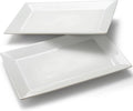 18" x 12" Large Serving Platters Set of 2, Porcelain Heavy-Duty Large Serving Trays, White Rectangular Plates for Turkey, Food, Fruit, Party, Wedding, Christmas, Chip and Scratch Resistant