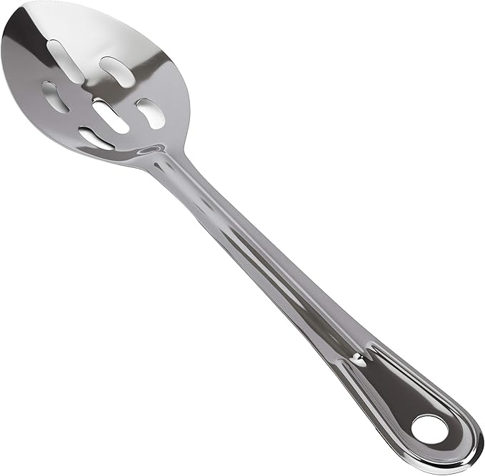 Super Strong, Ergonomic 11 in Serving Spoon 1 Pk. Big, Slotted Stainless Steel Spoons for Cooking, Baking and Basting. Best Kitchen Flatware for Buffet and Banquet Service in Restaurants and Homes