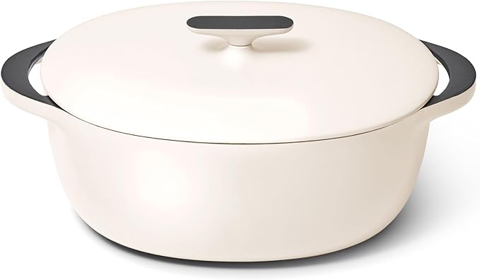 Caraway Enameled Cast Iron Dutch Oven - 8qt Dutch Oven With Lid - 3 Layer Enamel Coating - No Seasoning Required - Compatible With All Stovetops - Oven Safe - No Forever Chemicals - Cream