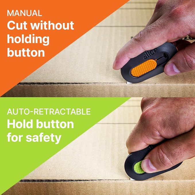 Slice Mini Box Cutter, Manual Retracting, Safe Ceramic Box Cutter Lasting 11x Longer than Metal, Keychain Box Opener, 1 Pack