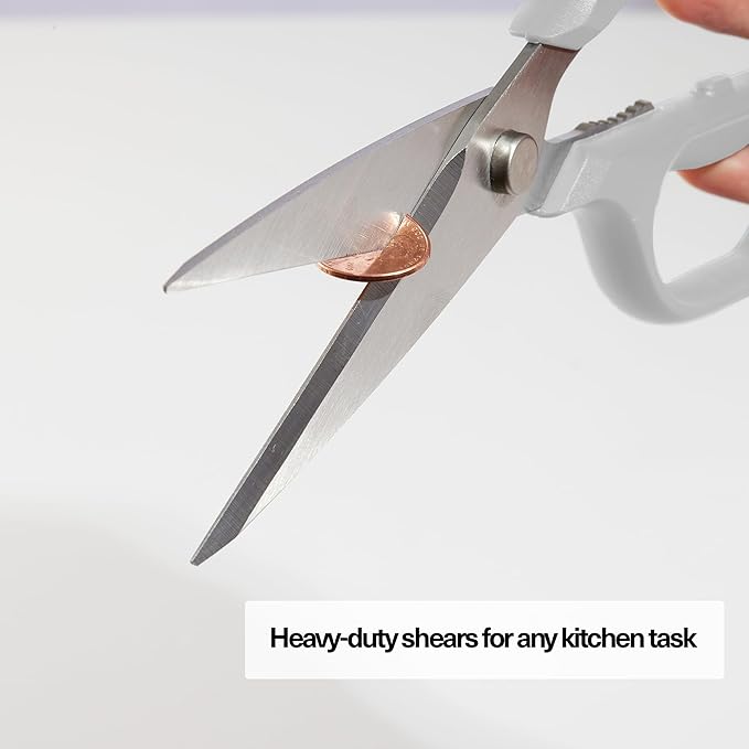 Misen Heavy Duty Kitchen Shears - Comfortable Ambidextrous Scissors for Meat, Poultry, Herbs & More - Easy to Clean - German Stainless Steel - Large | White