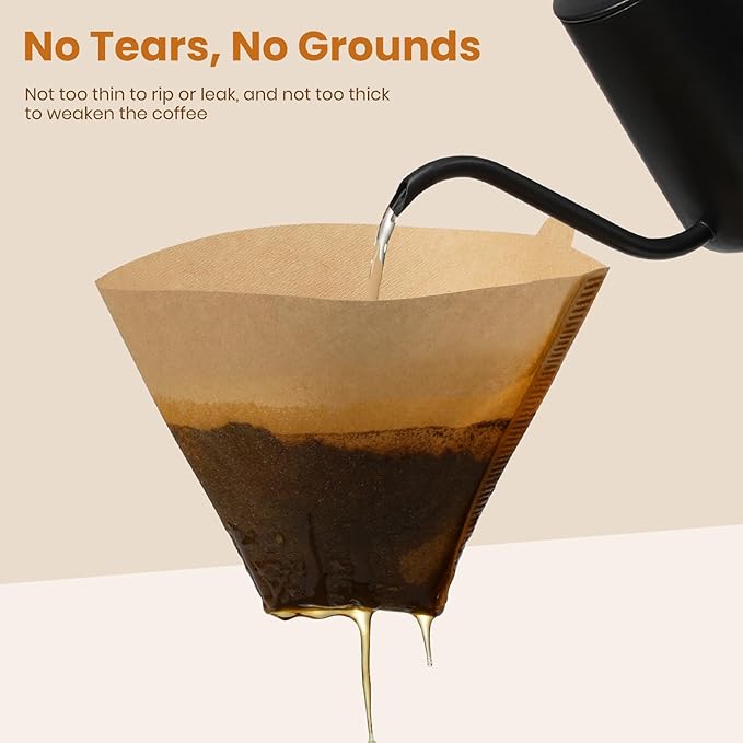 200 Count #4 Cone Coffee Filters 8-12 Cup, Unbleached Natural Coffee Paper Filters, No Blowout, Disposable Coffee Filter for Pour Over and Drip Coffee Maker
