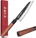 HEZHEN Kiritsuke Knife, 5.8 Inches Small Chef Knife, 3 Layers High Carbon Clad Steel, Composite Forging Steel Paring Knife, Redwood Octagonal Handle