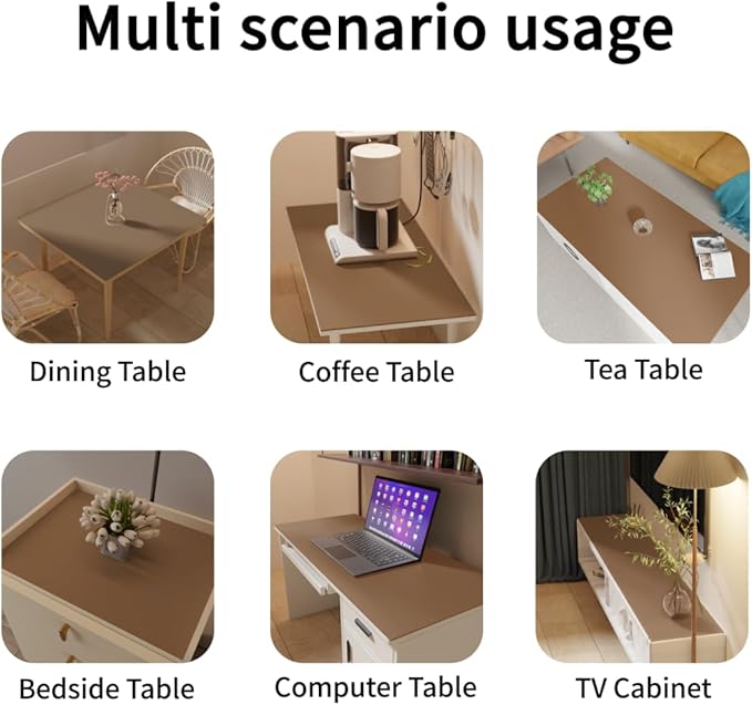 Leather Dresser Cover,1.8mm Thick,14x78 Inch,Dresser Protector Top,Dresser Top Protector,Dresser Cover Top,Dresser Top Cover,Dresser Cover Top for Bedroom.(Mud Color+Champagne Gold,14x78)