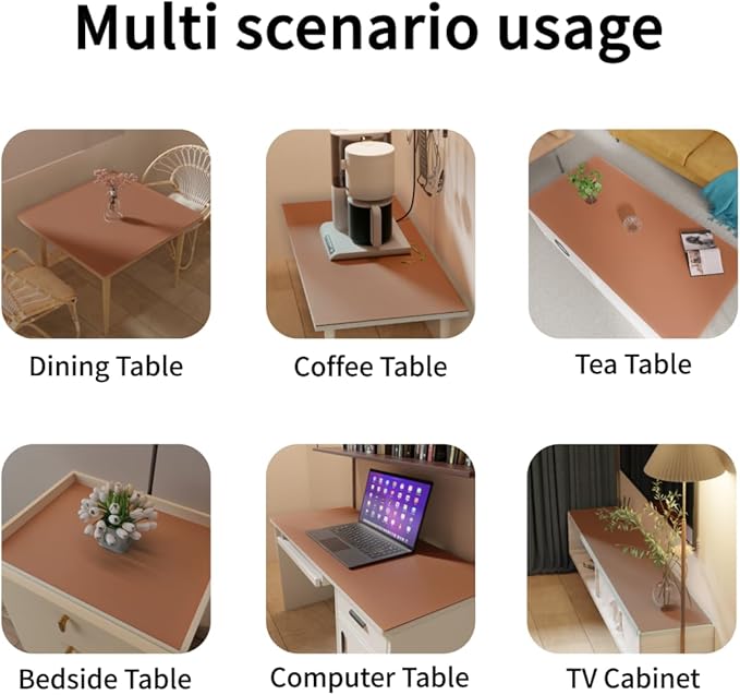Leather Desk Mat,1.8mm Thick,16x54 Inch Desk Cover,Desk Protector Mat,Dresser Cover Top,Table Cover Rectangle,End Table Cover,Coffee Table Cover Rectangle(Brown+Gray,16x54)