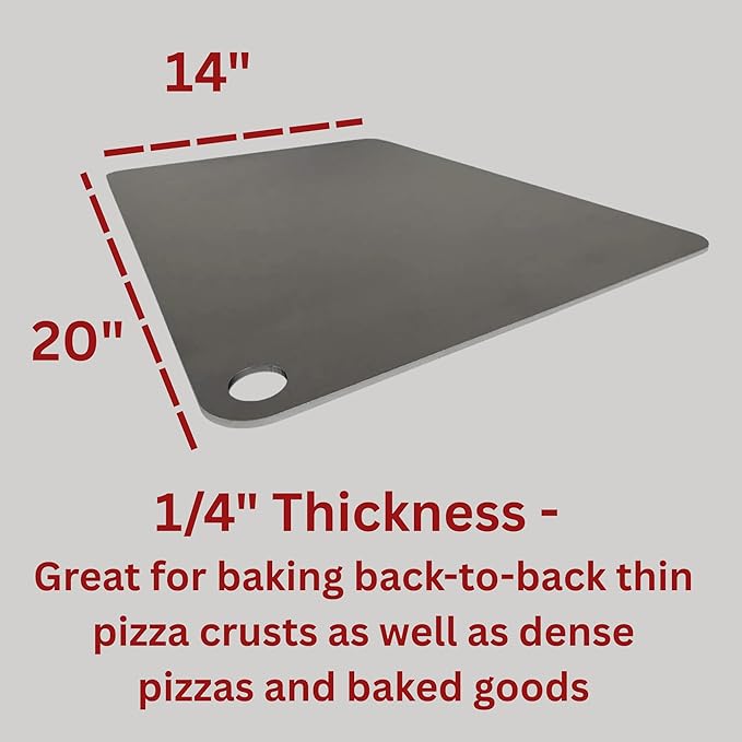 ThermiChef 14" by 20" Pizza Steel (1/4" Thickness) - Multipurpose Cooking Steel for Ovens & Grills - Made in the USA