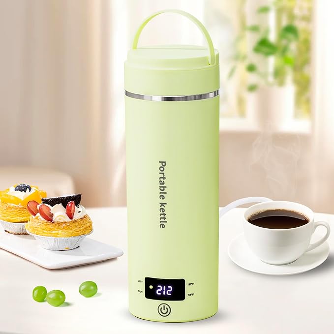 Travel Electric Kettle Portable Mini Kettle,Small Hot Water Boiler with 4 Temperature Settings,304 Stainless Steel,Fast Boiling Water with Auto Shut-Off and Boil Dry Protection,400ml (Green, 400ML)