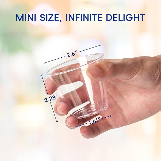 JOLLY CHEF 5 oz 100 Pack Small Clear Disposable Cups, Disposable Plastic Shot Glasses for Parties, Plastic Cocktail Glasses Wedding Tumblers, Perfect for Halloween Thanksgiving Christmas