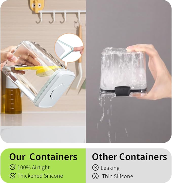 Food Storage Containers with Lids,2.9Qt 2Pcs Airtight Pop Food Storage Containers, BPA-Free Stackable Kitchen Pantry Organizers and Storage, One Button Opening Flour and Sugar Container Sets