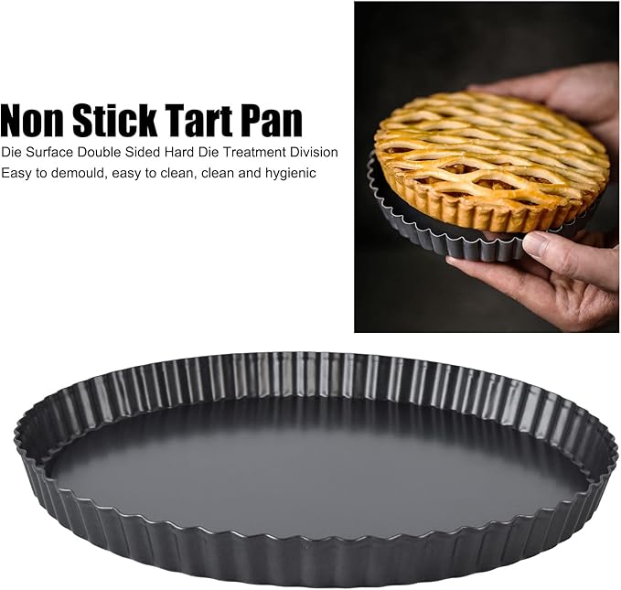 Tart Pan with Removable Bottom, Non Stick Quiche Baking Dish, Large Fluted Quiche Pan for Baking, 13 Inch