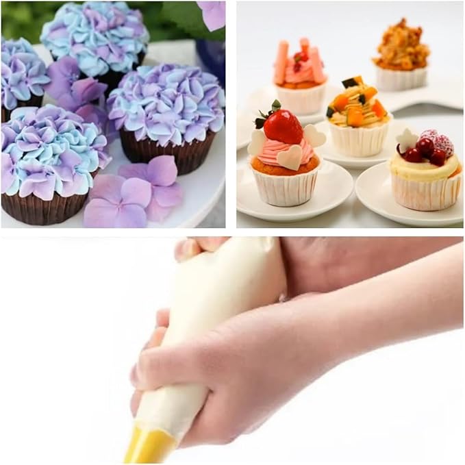 20 Inch icing bags Disposable, AMBESTAR 200 Pcs Large Pastry Bags Disposable, Thick Plastic Non-Slip Anti-Burst Cake Decorating Bag for Frosting Decorating Cake Cupcake Cookie, Easy to Squeeze