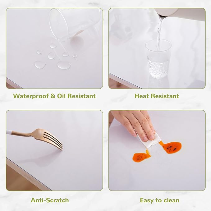 18 x 36 Inch Clear Table Cover Protector, 1.5mm Thick Plastic Vinyl Desk Pad, Desktop Mat