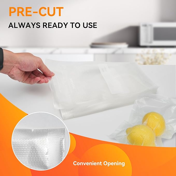 Wevac 6” x 10” 200 Count Food Vacuum Sealer Bags Keeper, PreCut Pint, Ideal for Food Saver, BPA Free, Commercial Grade, Great for storage, meal prep and Sous Vide