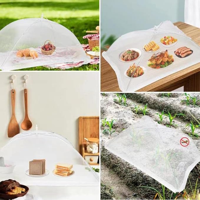 2 PCS Extra Large Food Covers Nets for Outside（40"X24"）umbrella Mesh Screen Covers for Outside Pop-Up Mesh Reusable and Collapsible Food Nets for Parties Picnics Outdoor BBQS…