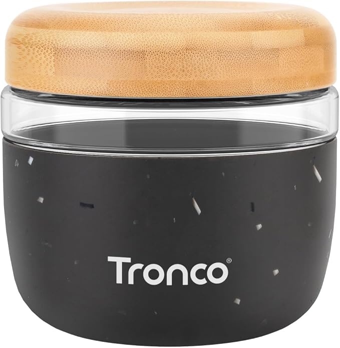 Tronco 24 oz Glass Container with Bamboo Lids, Food Storage Bowls for Soup, Stew & Overnight Oats, Meal Prep, Glass Lunch Bowl Container 100% Leak & Spill Proof, Airtight, BPA-Free- Ideal Gifts