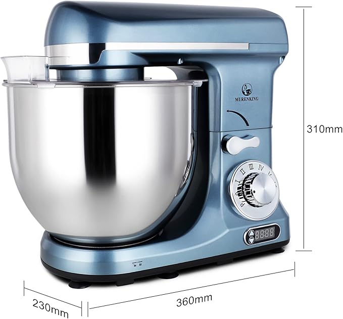 Professional Stand Mixer, 6-Qt with Timer, MK37 500W 6-Speed Tilt-Head Food Electric Mixer Kitchen Machine,Plastic (Silver Blue)