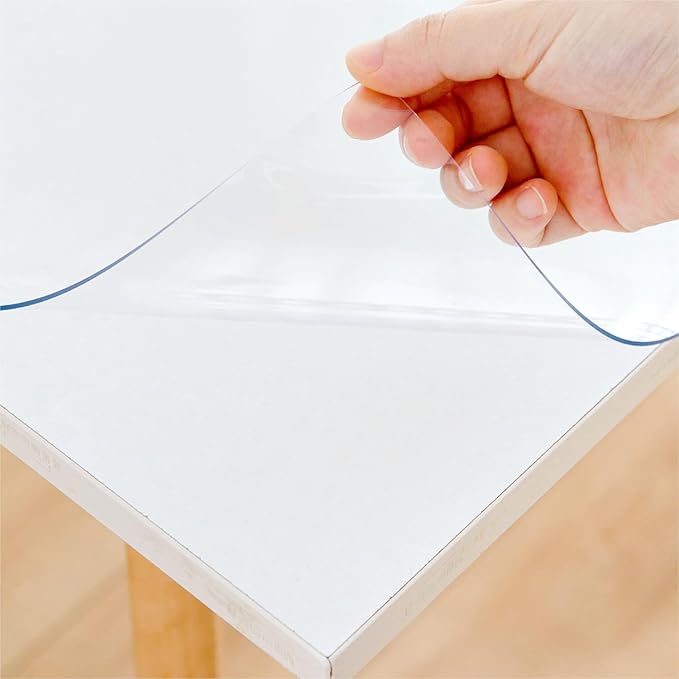 40 x 96 Inch Clear Table Cover Protector, Clear Table Protector for Dining Room Table, 1.5mm Plastic Table Cover, Waterproof Table Pad for Kitchen, Office