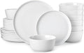 MALACASA 24 Pieces Gourmet Porcelain Dinnerware Sets, Premium Plates and Bowls Set, High-Fired Ceramic Dishes Set for 8, Chip & Scratch Resistant, Microwave Dishwasher Safe, White, Series LEXI