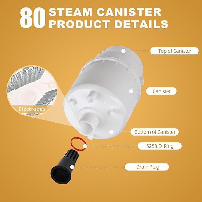 80 Steam Canister Substitute for Aprilaire 800 Replacement Canister(OEM), 80 Canister for Aprilaire Humidifiers 800 801 865 866, Steam Canister Part No. 80 Replace for Aprilaire 800 Canister 2 Pack