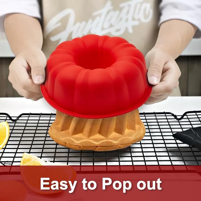 SOV silicone cake pan, silicone Cake Molds, Bakeware Non Stick 10 inch Pan for Jello,Gelatin,cake, Silicone Baking Molds for Cakes, Round Baking Pan (1 pack)