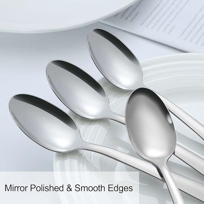 Pleafind 36 Pieces Teaspoons Set (6.2 inch), Spoon Silverware, Stainless Steel Tea Spoons, Mirror Polished Small Teaspoon, Dessert Spoons for Home, Kitchen, Restaurant, Dishwasher Safe