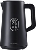 1.5L Electric Kettle Stainless Steel, Double Wall Cool Touch Teapot, Fast Boil,5 Temperature Control, LED Display, Auto Shut-Off, BPA-Free,Keep Warm Function, Ideal for Tea & Coffee,Black