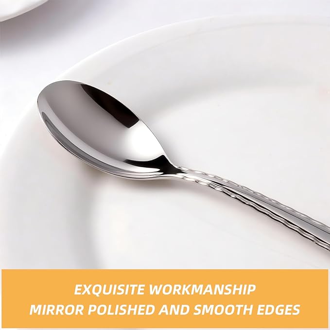 16 Pieces Heavy Duty Teaspoons Set,Tea Spoons Silverware,Food Grade Stainless Steel Dessert Spoons,Mirror Polished and Dishwasher Safe