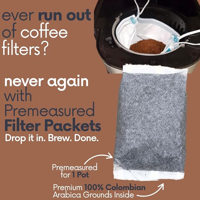 Ground Flavored Coffee In Filter Packs | Salted Caramel | Medium Roast Low Acid Mold Free Pouches | Bulk Packets Gourmet Bags for 10-12 Cup Drip Maker | Highest Rated Individual Premeasured Coffee