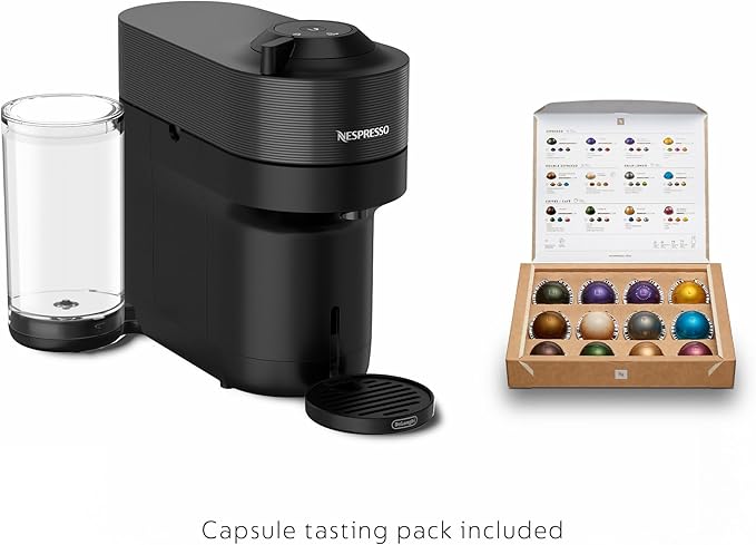 Nespresso Vertuo Pop+ Coffee and Espresso Machine by De'Longhi with Aeroccino Milk Frother, Liquorice Black