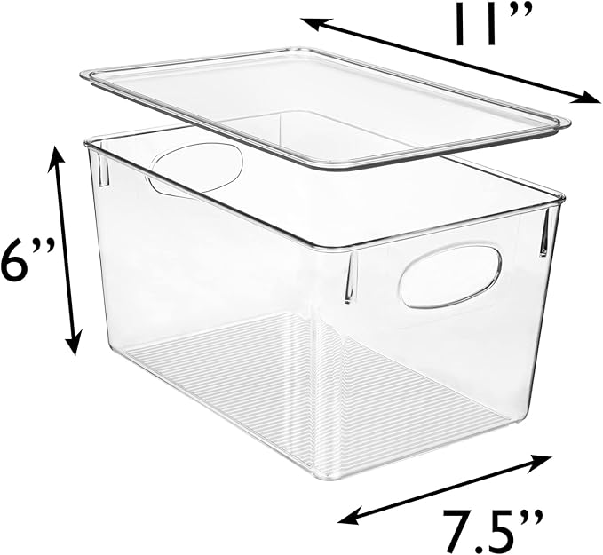 ClearSpace Plastic Storage Bins With lids, 8 Pack – Perfect Pantry Organization and Storage – Fridge Organizer, Pantry Storage Containers and Storage Bins, Cabinet Organizers