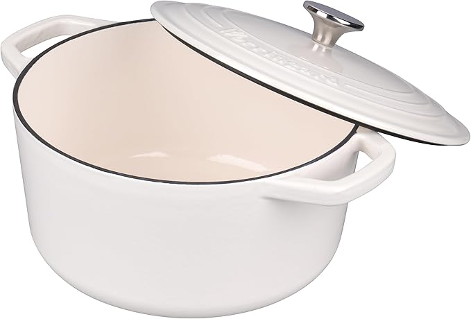 Enameled Cast Iron Dutch Oven Pot with Lid, for Bread Baking, Round Bread Oven- include Sourdough Bread Baking Supplies Set, 4.5QT, White