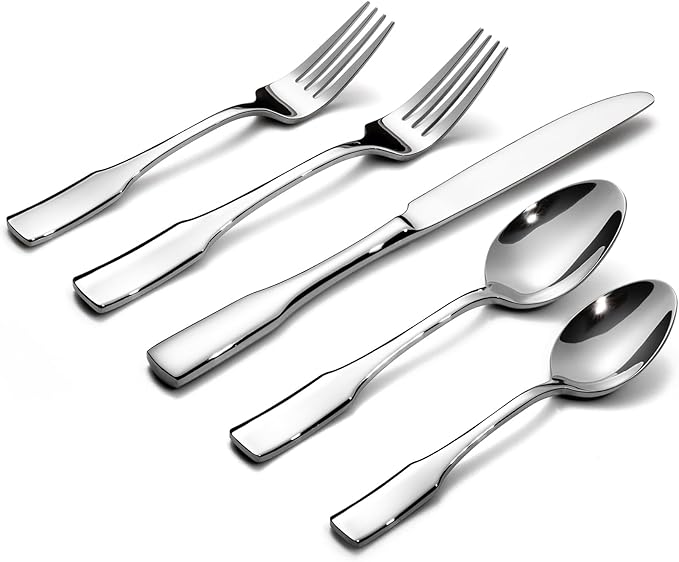 Alata Kate 30-Piece Silverware Set Stainless Steel Flatware Set,Service for 6,Mirror Polished Cutlery Set,Dishwasher Safe