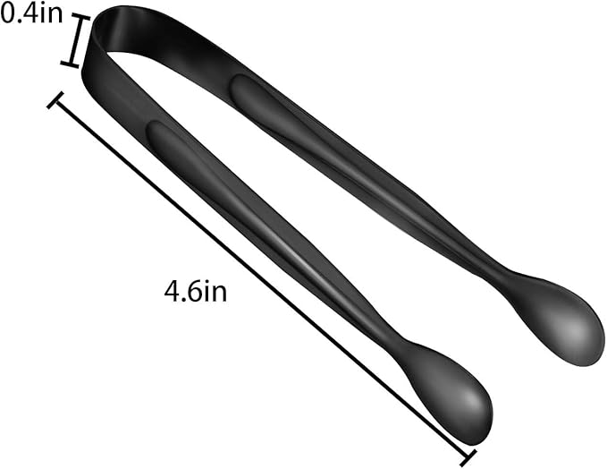 10 Pack Small Ice Tongs Sugar Tongs, Stainless Steel Mini Serving Appetizers Tongs for Party Coffee Tea Wine Bar Kitchen (Black)