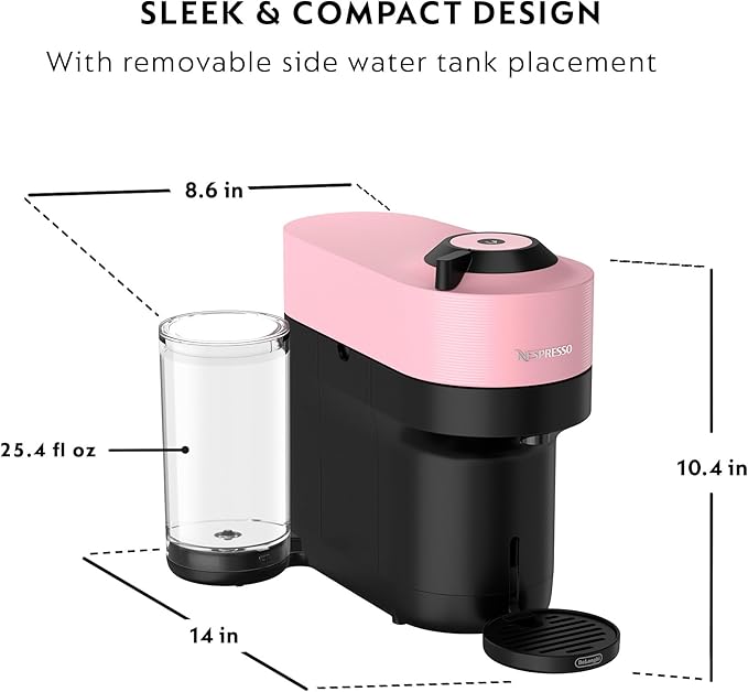 Nespresso Vertuo Pop+ Coffee and Espresso Maker by De'Longhi with Milk Frother, Candy Pink