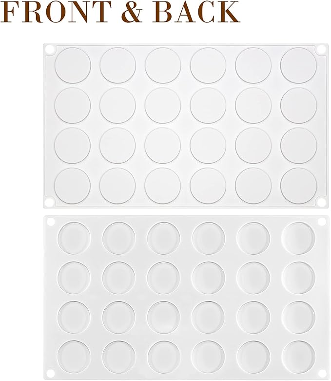 Flat Round Disc Silicone Mold Baking Tray 2 Sizes for Mini Tart Cookie Dessert Chocolate Caramel Candy Epoxy UV Resin Jewelry Soap