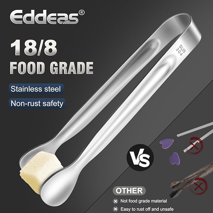 12 PCS Mini Serving Tongs, 6 Inch Small Sugar Tongs, Stainless steel Small Kitchen Tiny Food Tongs for Serving Food, Coffee Bar, Tea Party, Desserts Party and Ice Bucket