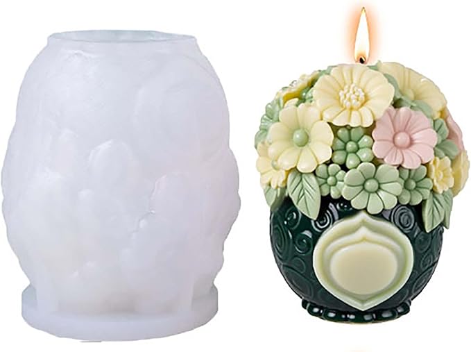 Bulk Flower Bottle Tulip Rose Cylinder Molds Silicone Wave Spiral Candle Mold - Silicone Resin Casting Molds for Candle & Resin & Soap Craft Supplies