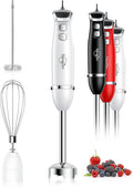 Sangcon Immersion Blender Handheld, 3-in-1 Hand Blender Electric, 400W Handheld Blender, Stainless Steel Blade Stick Blender with Whisk, Milk Frother Attachments - White