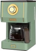 Amaste Drip Coffee Maker, Coffee Machine with 25 Oz Glass Coffee Pot, Retro Style Coffee Maker with Reusable Filter & Three Brewing Modes, 30minute-Warm-Keeping, Matcha Green