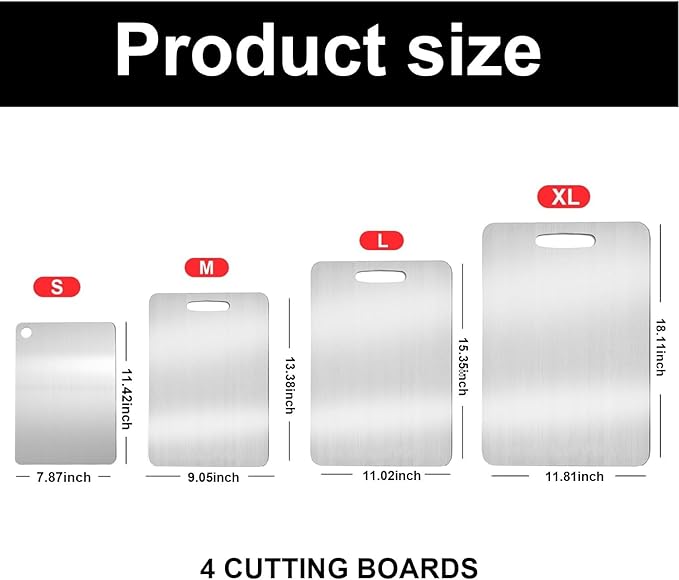Katuchef Titanium Cutting Board,2026 New 100% Pure Titanium Cutting Boards for Kitchen,Non toxic Doubld-Side Durable Chopping Boards, Easy to Clean and Store(2PCS-M+L)