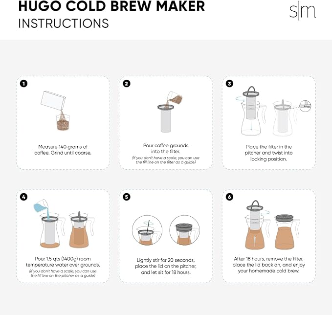 Simple Modern Hugo Cold Brew Coffee Maker | Airtight Pitcher with Fine Mesh Filter | Iced Tea Brewer | 1.5 Quart