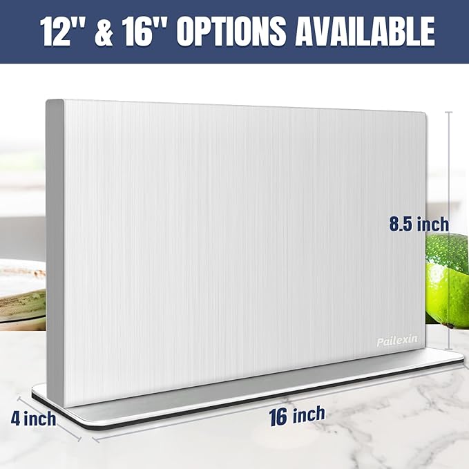 Magnetic Knife Block Without Knives— Stainless Steel Double-Sided Magnetic Knife Holder Stand with Strong Magnets, Knife Storage Organizer for Kitchen Counter top, 16 inch
